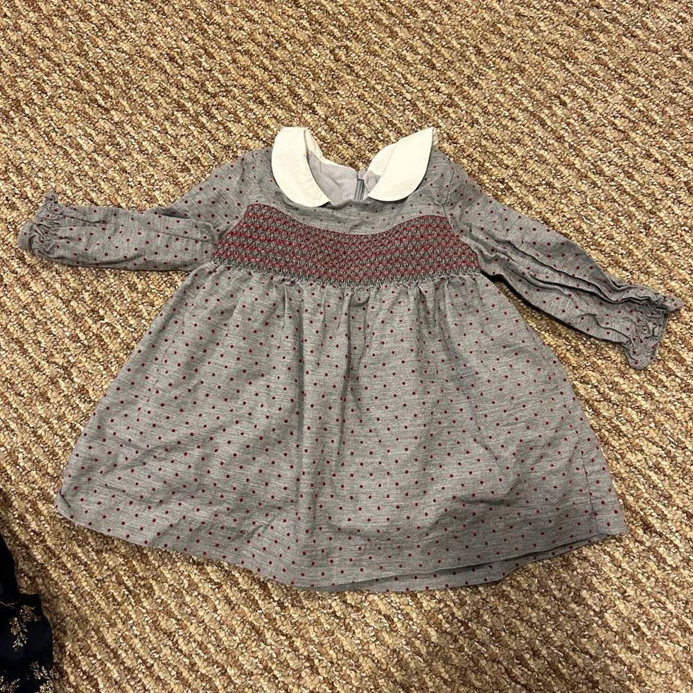 Gray and Red Polka Dot Baby Dress